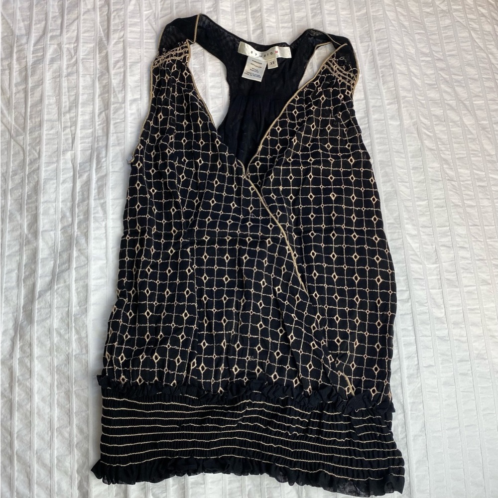 Studio M Sheer Diamond and Square Design Top